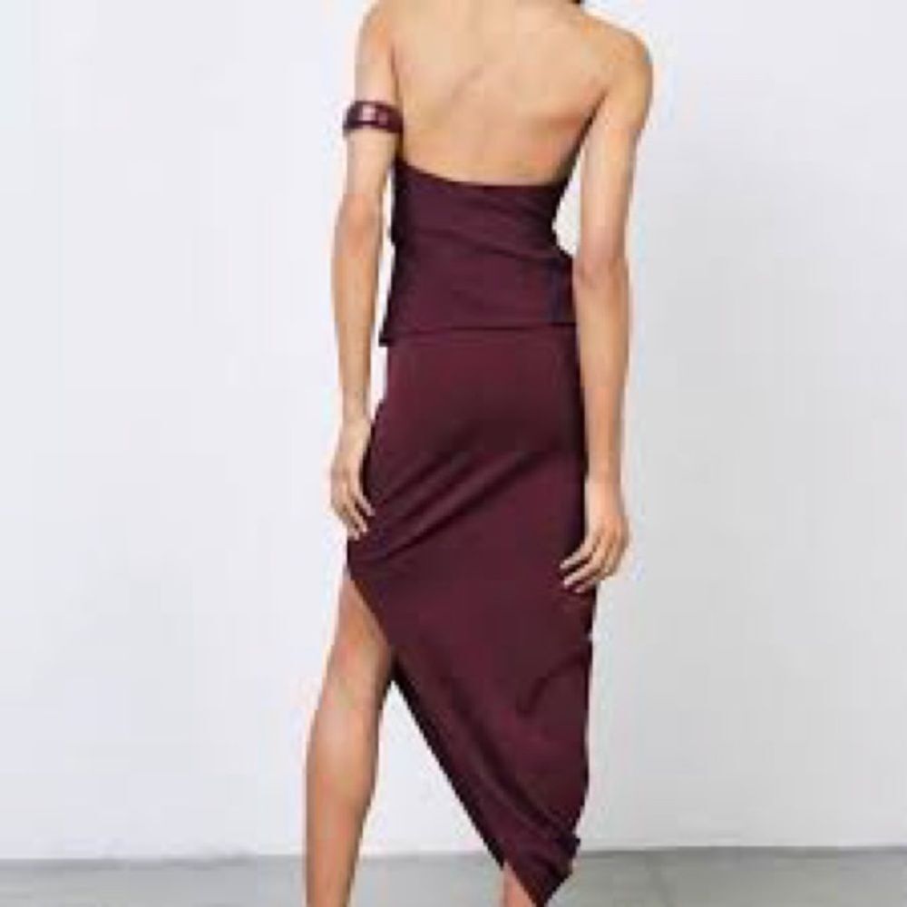 ZARA asymmetric merlot pull-on skirt | NWT | L - Picture 3 of 11